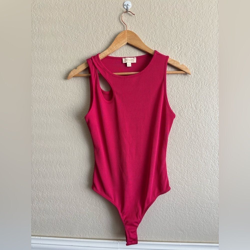 London Rose Hot Pink Bodysuit Tank Top Large